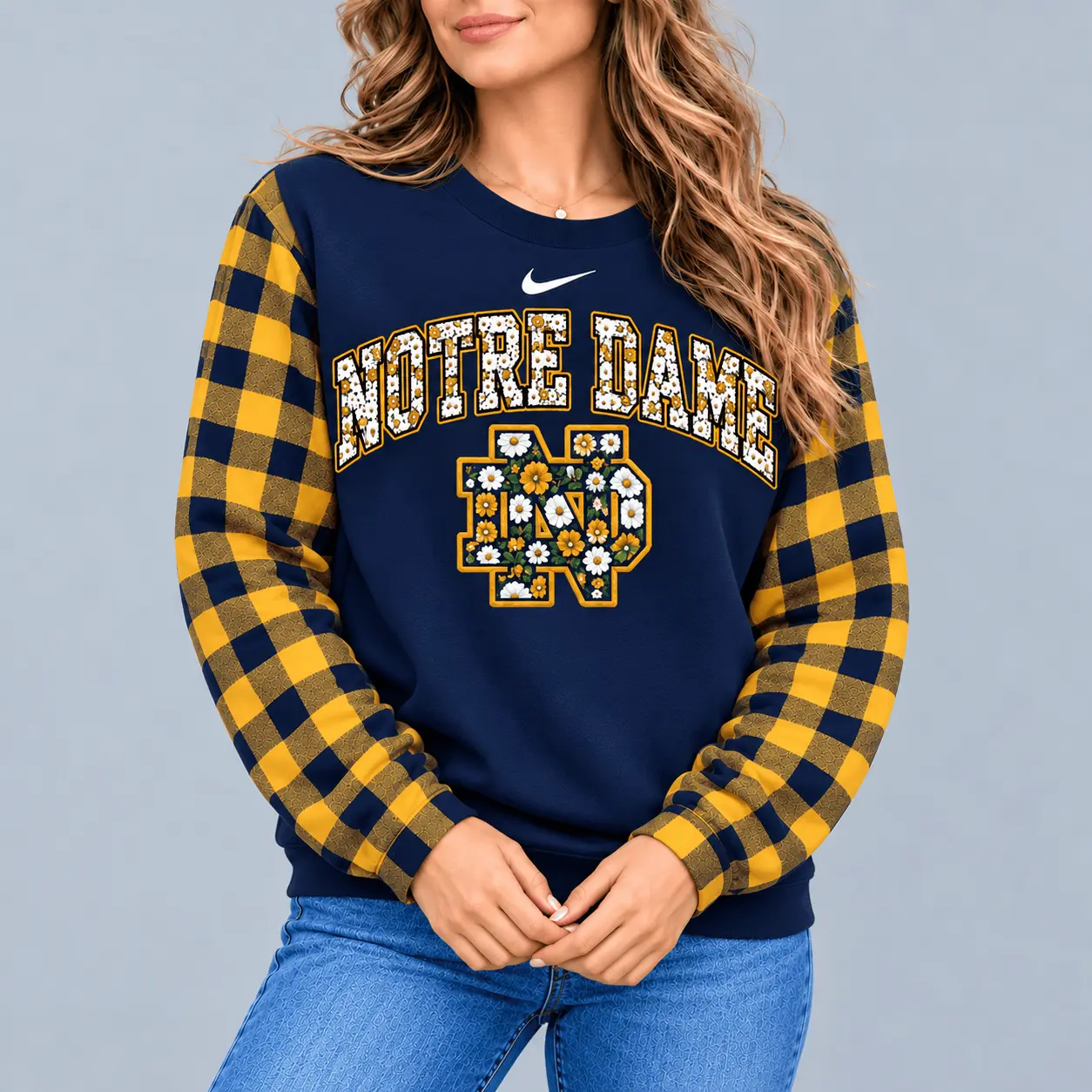 Notre Dame Fighting Irish | Premium NCAA Vintage Daisy Flower Sweatshirt TD - Image 2