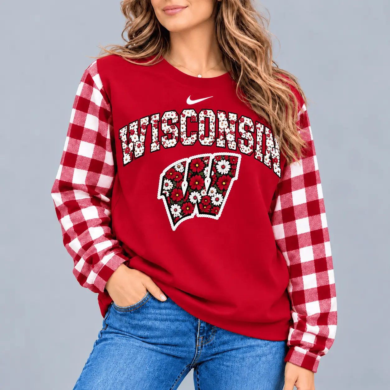Wisconsin Badgers | Premium NCAA Vintage Daisy Flower Sweatshirt TD