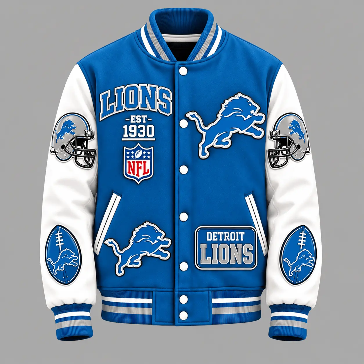 Detroit Lions | Premium NFL Baseball Jacket TD - Image 2