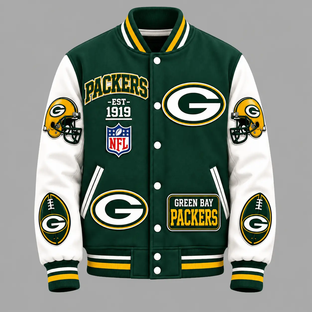 Green Bay Packers | Premium NFL Baseball Jacket TD - Image 2