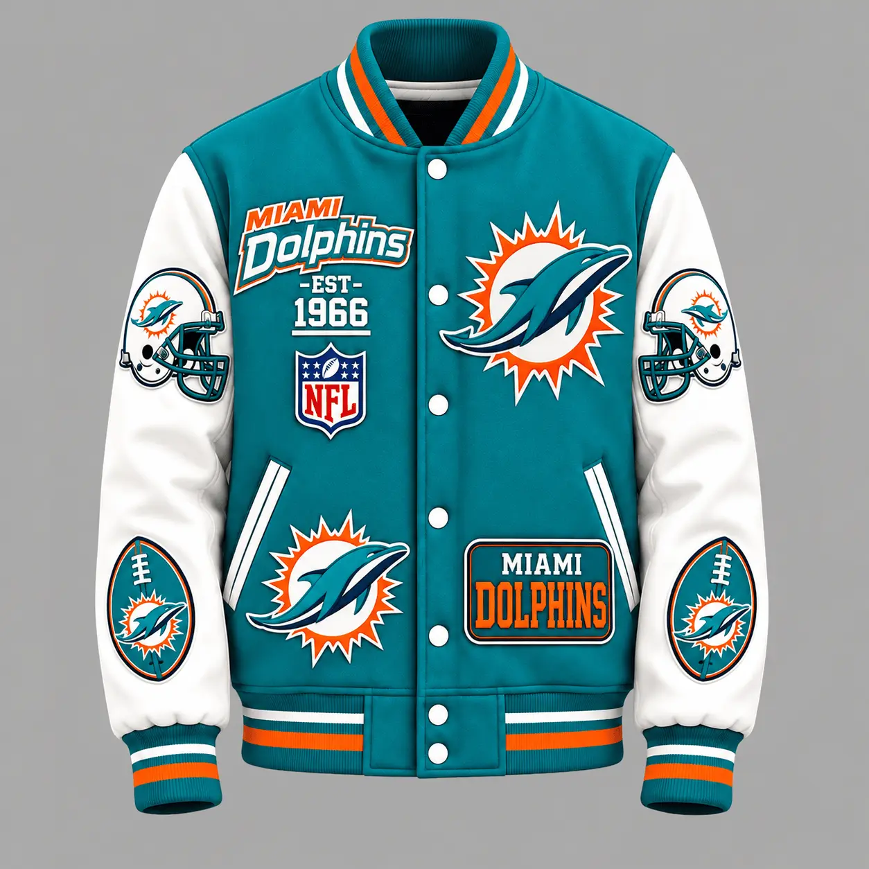 Miami Dolphins | Premium NFL Baseball Jacket TD - Image 2