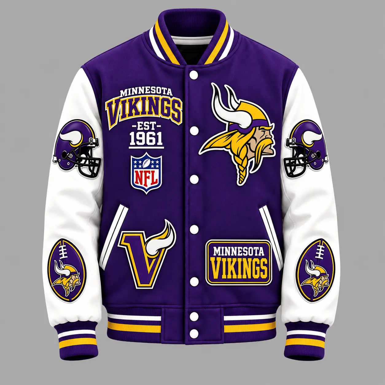 Minnesota Vikings | Premium NFL Baseball Jacket TD - Image 2