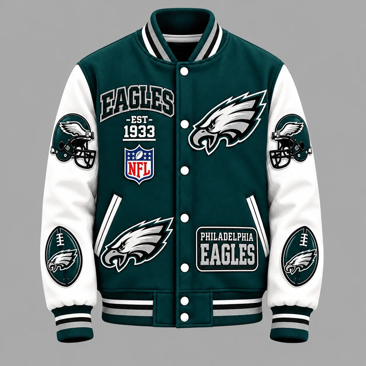 Philadelphia Eagles | Premium NFL Baseball Jacket TD - Image 2