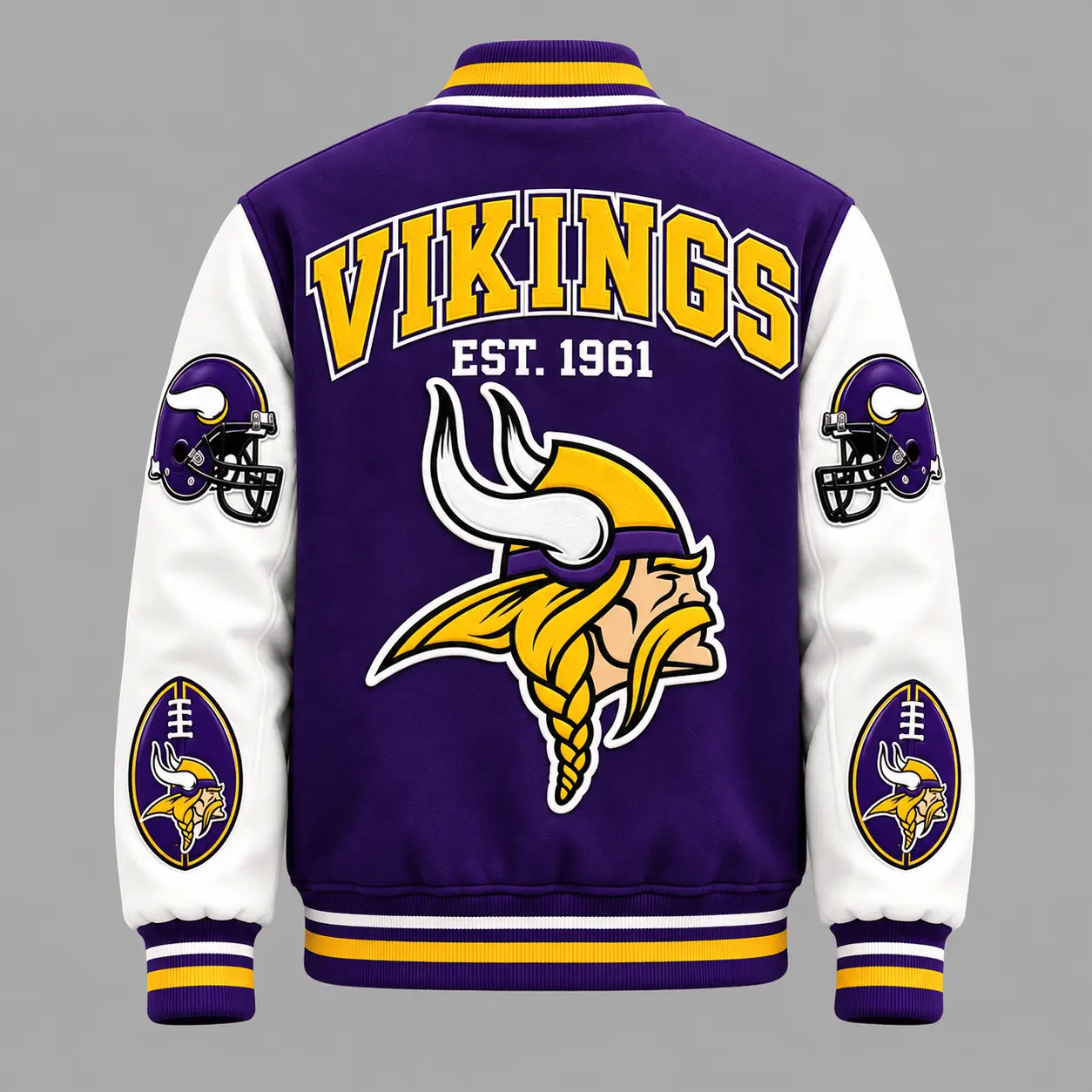 Minnesota Vikings | Premium NFL Baseball Jacket TD - Image 3
