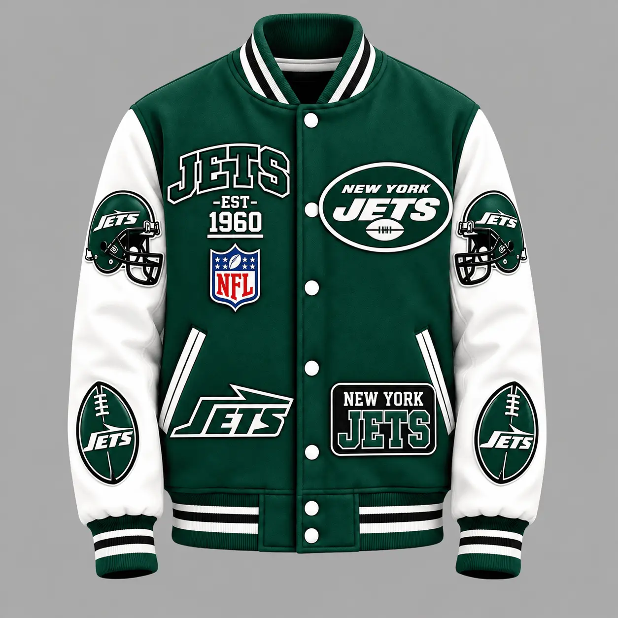 New York Jets | Premium NFL Baseball Jacket TD - Image 2