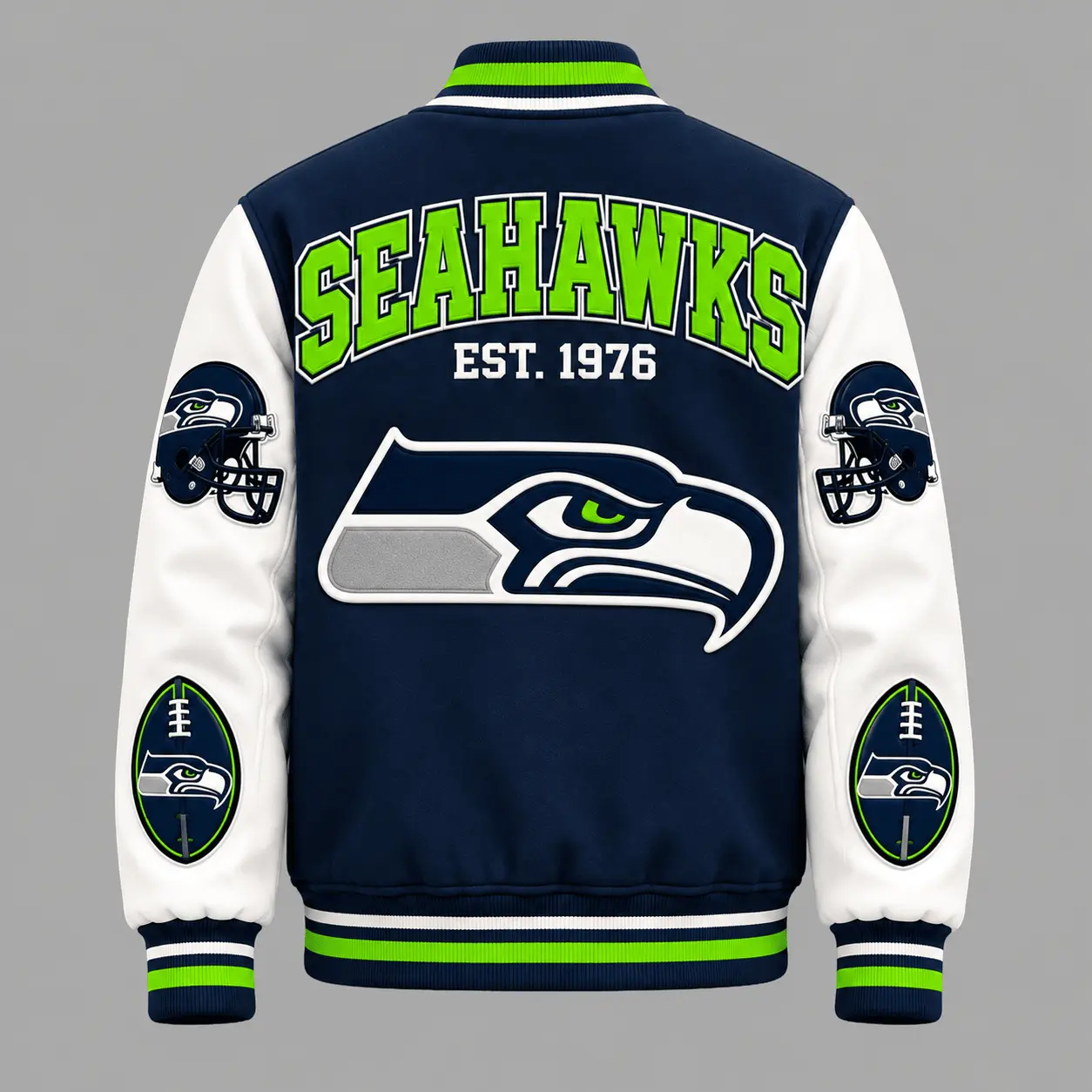 Seattle Seahawks | Premium NFL Baseball Jacket TD - Image 3