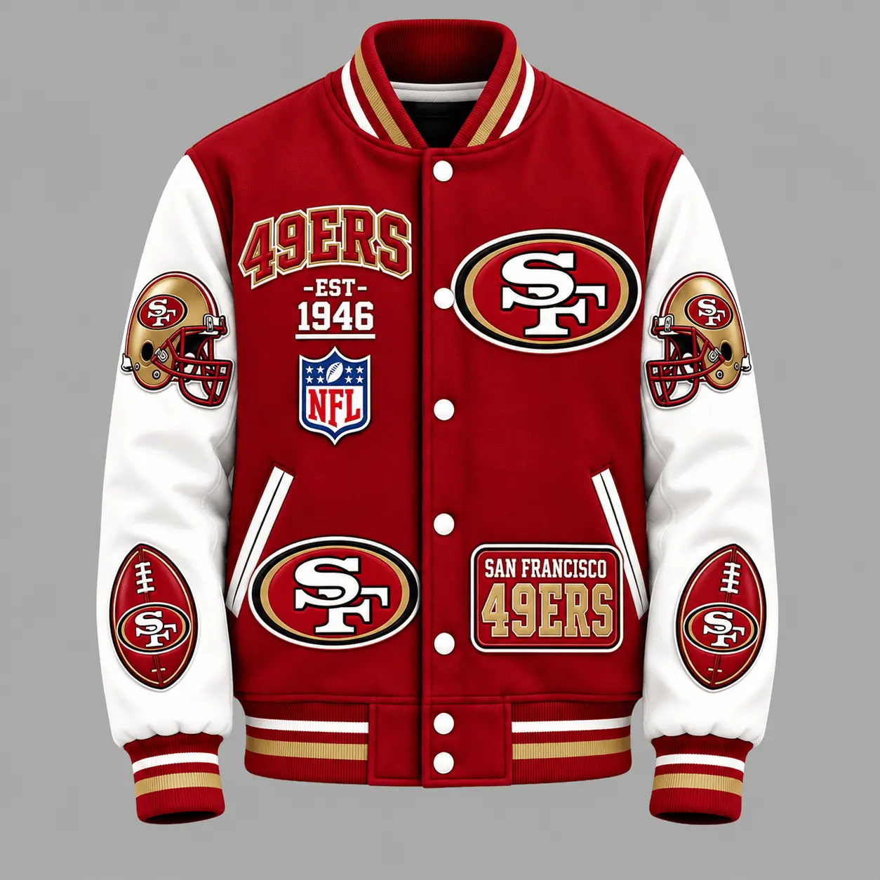 San Francisco 49ers | Premium NFL Baseball Jacket TD - Image 2
