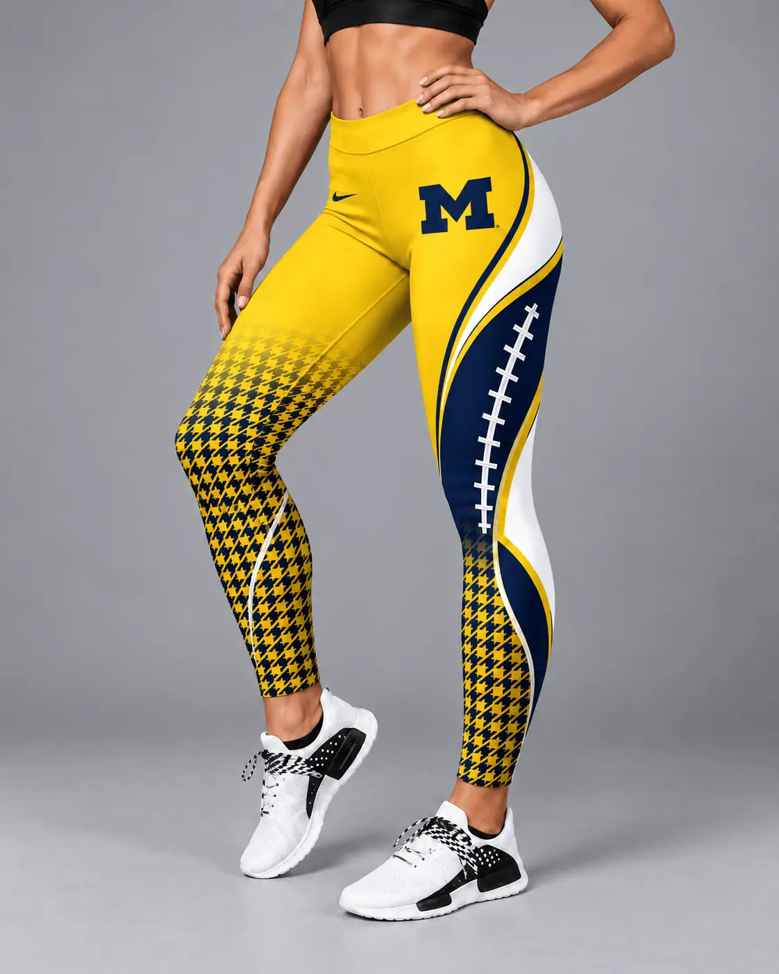 Michigan Wolverines | Premium NCAA Football Lace Leggings TD - Image 2