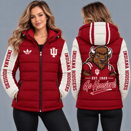 Indiana Hoosiers | Premium NCAA Varsity Style Hooded Down Puffer Jacket TD