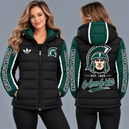 Michigan State Spartans | Premium NCAA Varsity Style Hooded Down Puffer Jacket TD