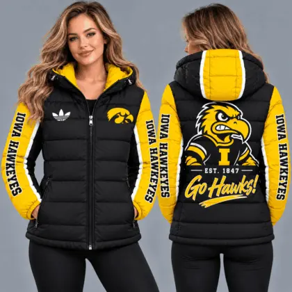 Iowa Hawkeyes | Premium NCAA Varsity Style Hooded Down Puffer Jacket TD