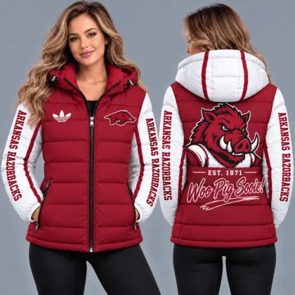 Arkansas Razorbacks | Premium NCAA Varsity Style Hooded Down Puffer Jacket TD
