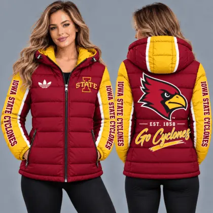 Iowa State Cyclones | Premium NCAA Varsity Style Hooded Down Puffer Jacket TD