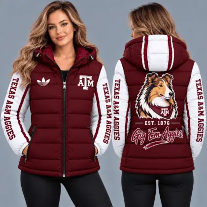 Texas A&M Aggies | Premium NCAA Varsity Style Hooded Down Puffer Jacket TD