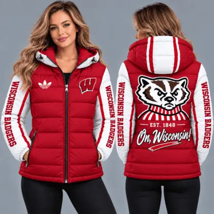 Wisconsin Badgers | Premium NCAA Varsity Style Hooded Down Puffer Jacket TD