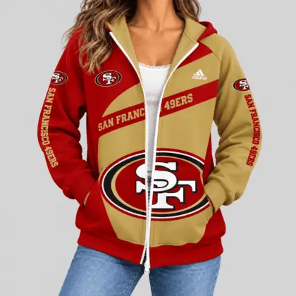 San Francisco 49ers | NFL Diagonal Stripe Zip Hoodie
