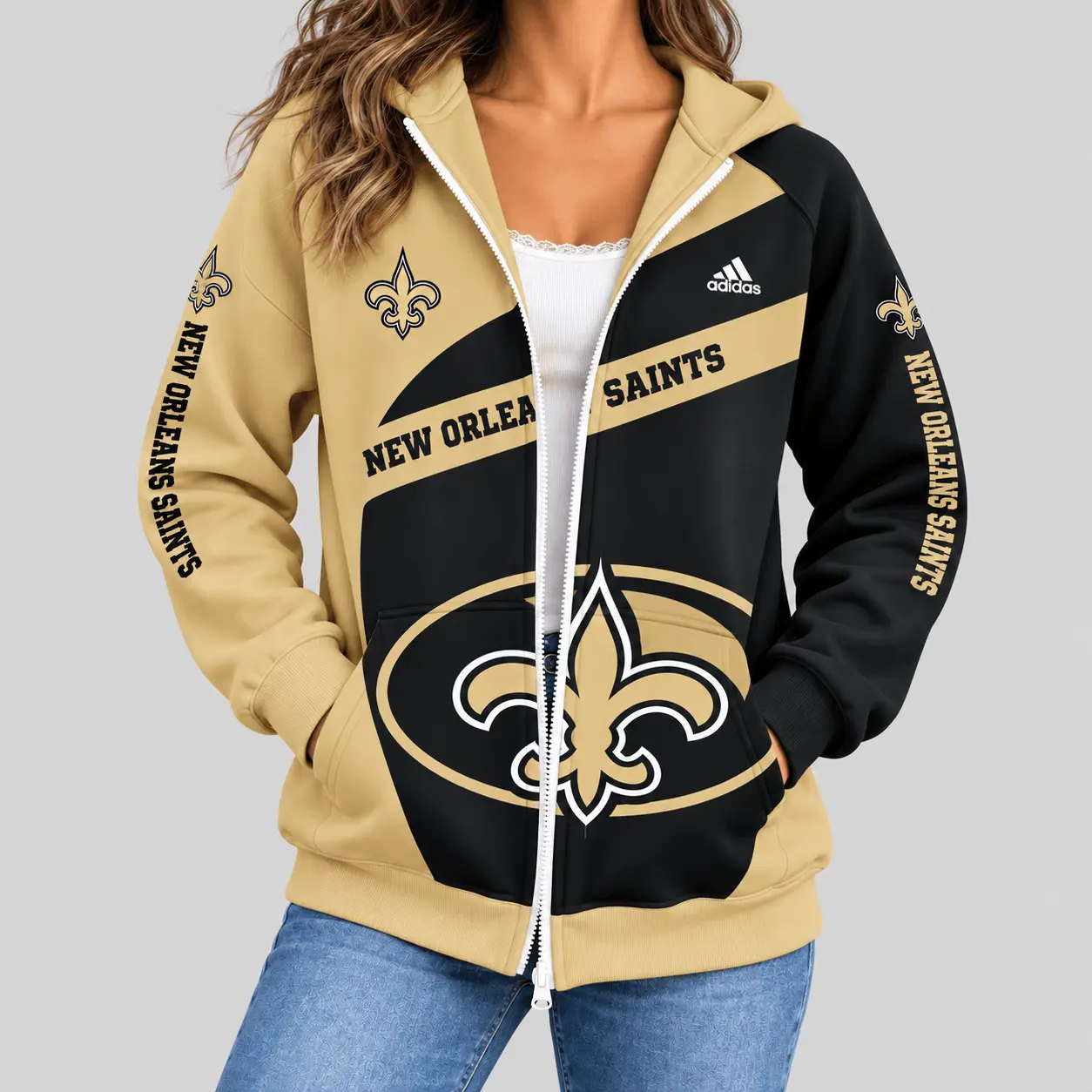 New Orleans Saints | NFL Diagonal Stripe Zip Hoodie