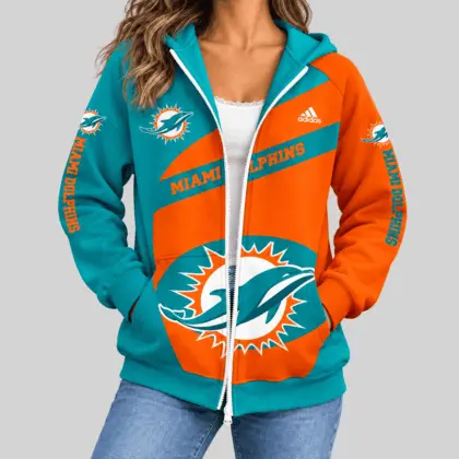 Miami Dolphins | NFL Diagonal Stripe Zip Hoodie