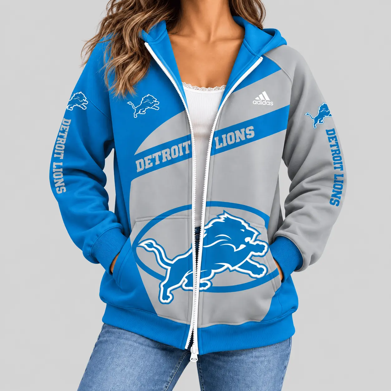 Detroit Lions | NFL Diagonal Stripe Zip Hoodie