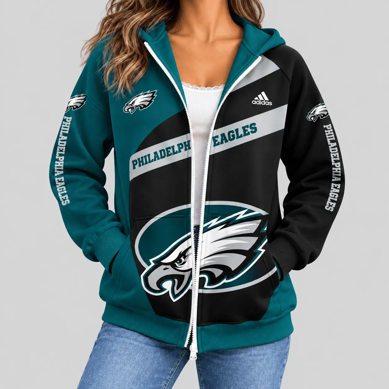 Philadelphia Eagles | NFL Diagonal Stripe Zip Hoodie