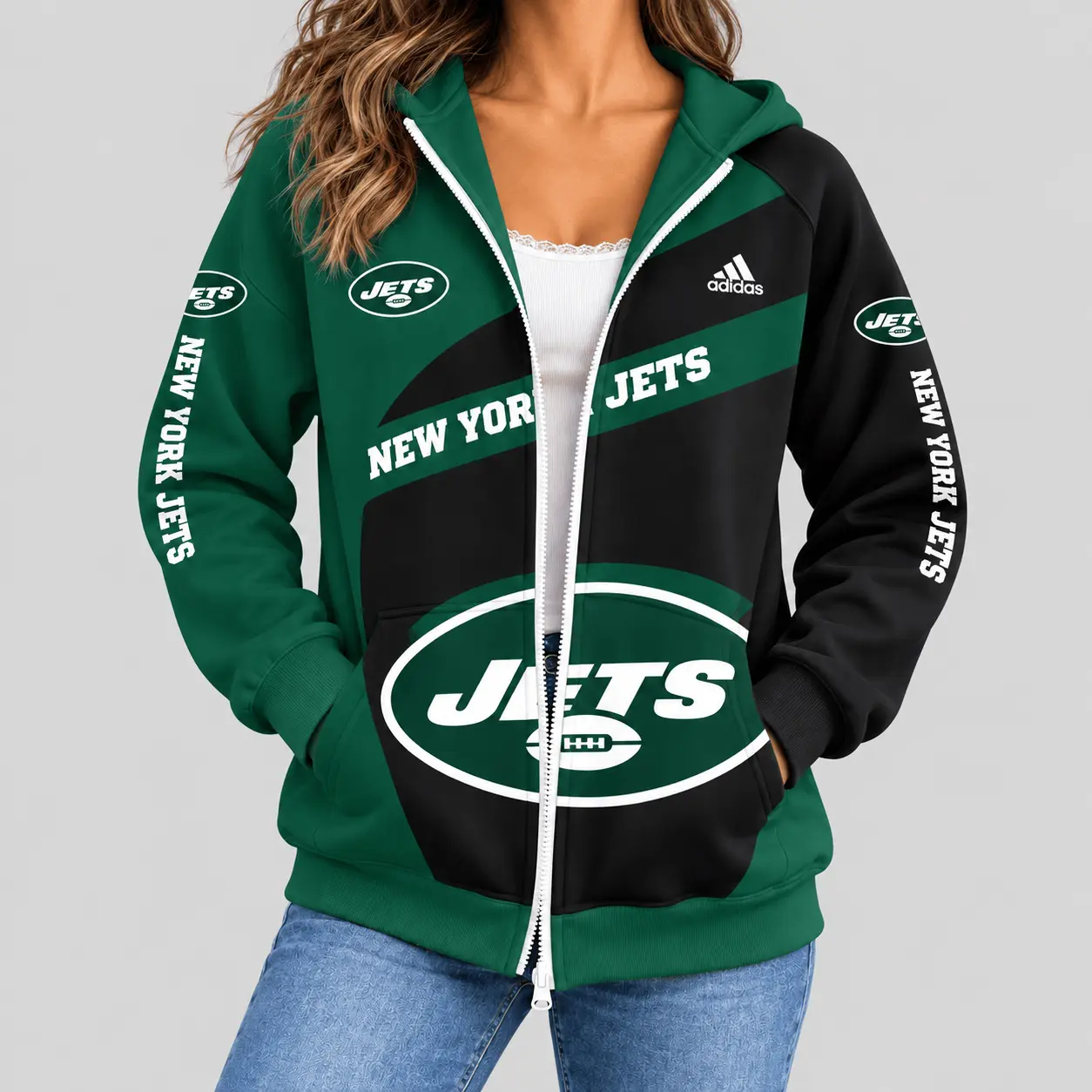 New York Jets | NFL Diagonal Stripe Zip Hoodie