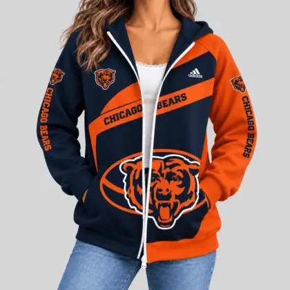 Chicago Bears | NFL Diagonal Stripe Zip Hoodie