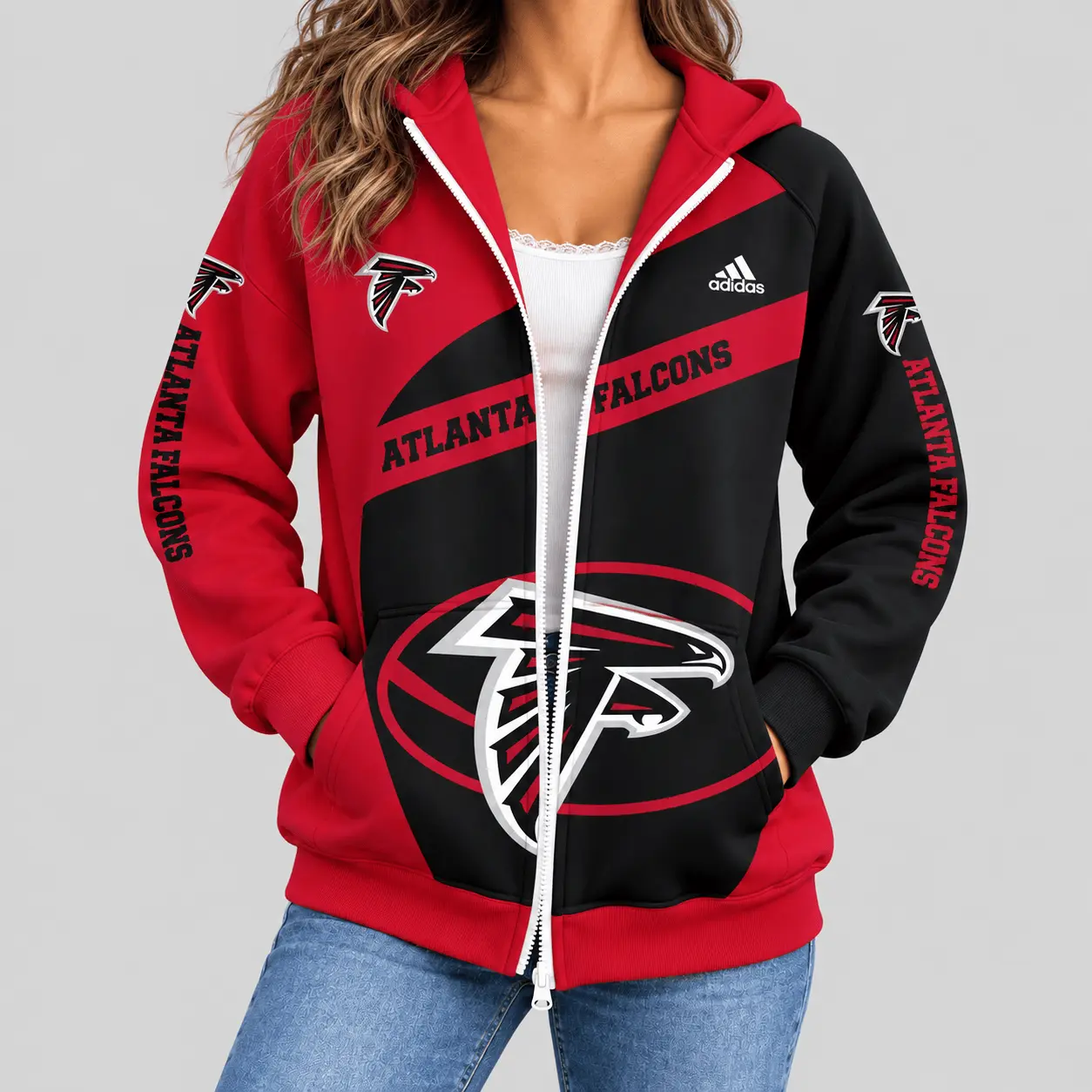 Atlanta Falcons | NFL Diagonal Stripe Zip Hoodie