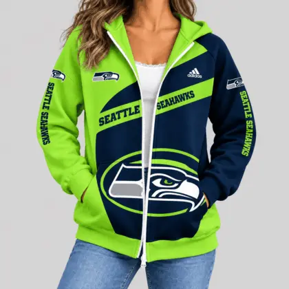 Seattle Seahawks | NFL Diagonal Stripe Zip Hoodie