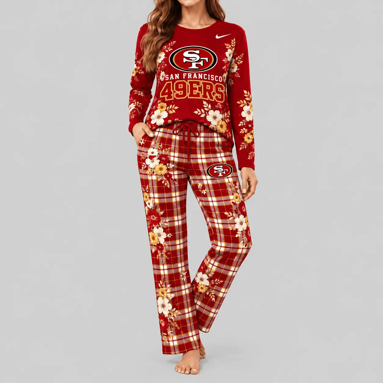 San Francisco 49ers | NFL Floral Plaid Pajama Set