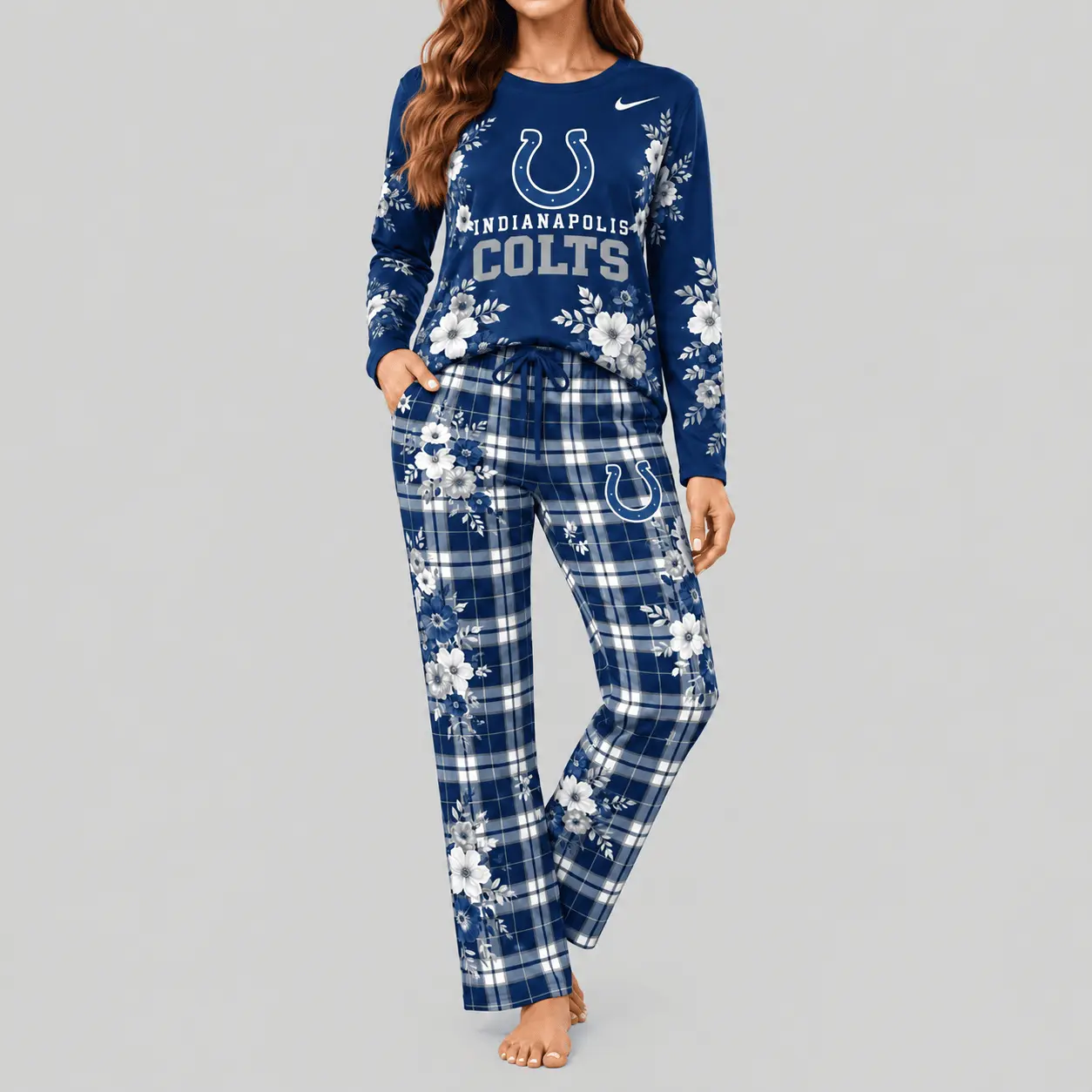 Indianapolis Colts | NFL Floral Plaid Pajama Set