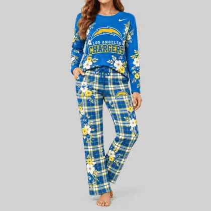 Los Angeles Chargers | NFL Floral Plaid Pajama Set