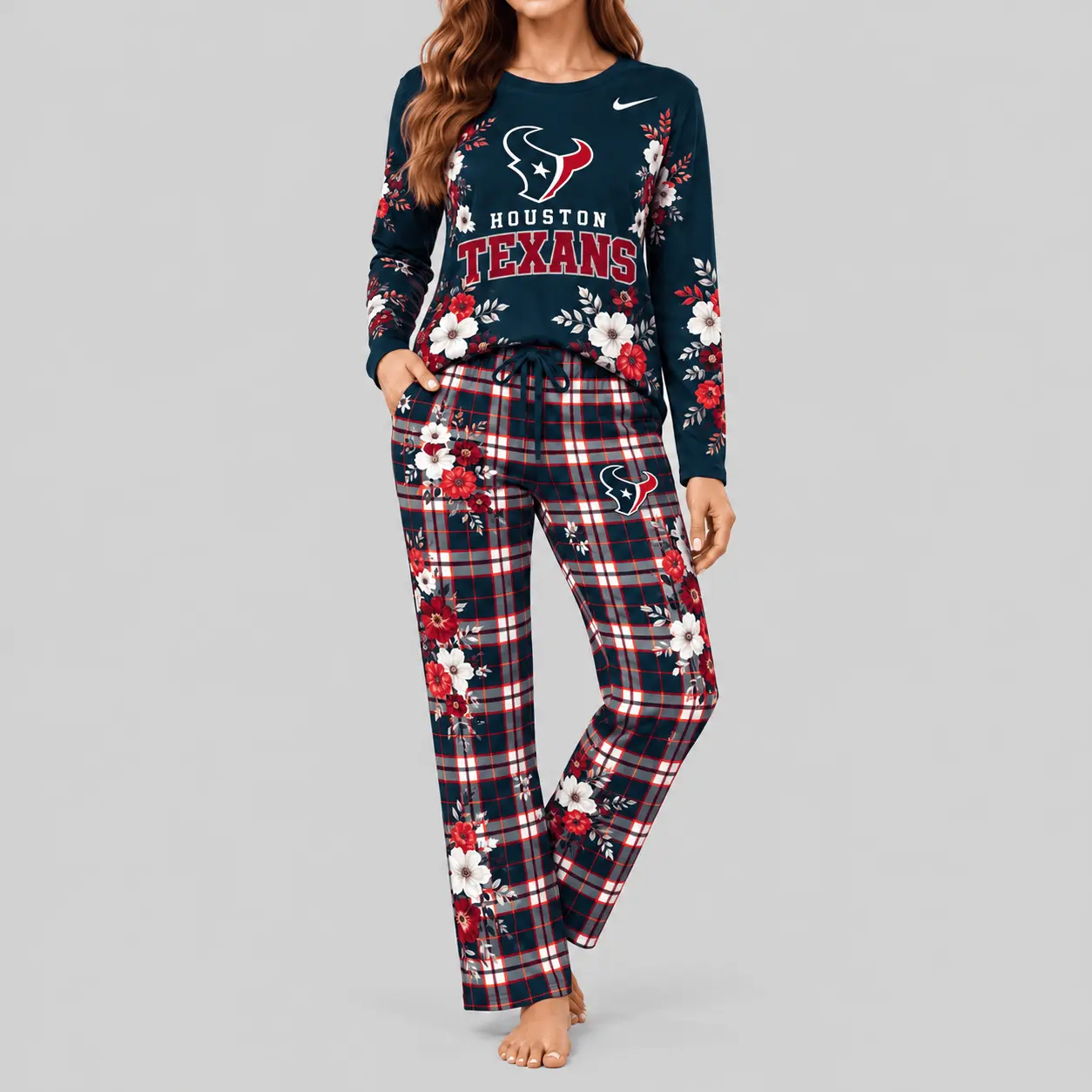 Houston Texans | NFL Floral Plaid Pajama Set
