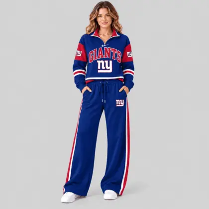 New York Giants | NFL Quarter Zip Wide Leg Pants Set