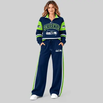Seattle Seahawks | NFL Quarter Zip Wide Leg Pants Set