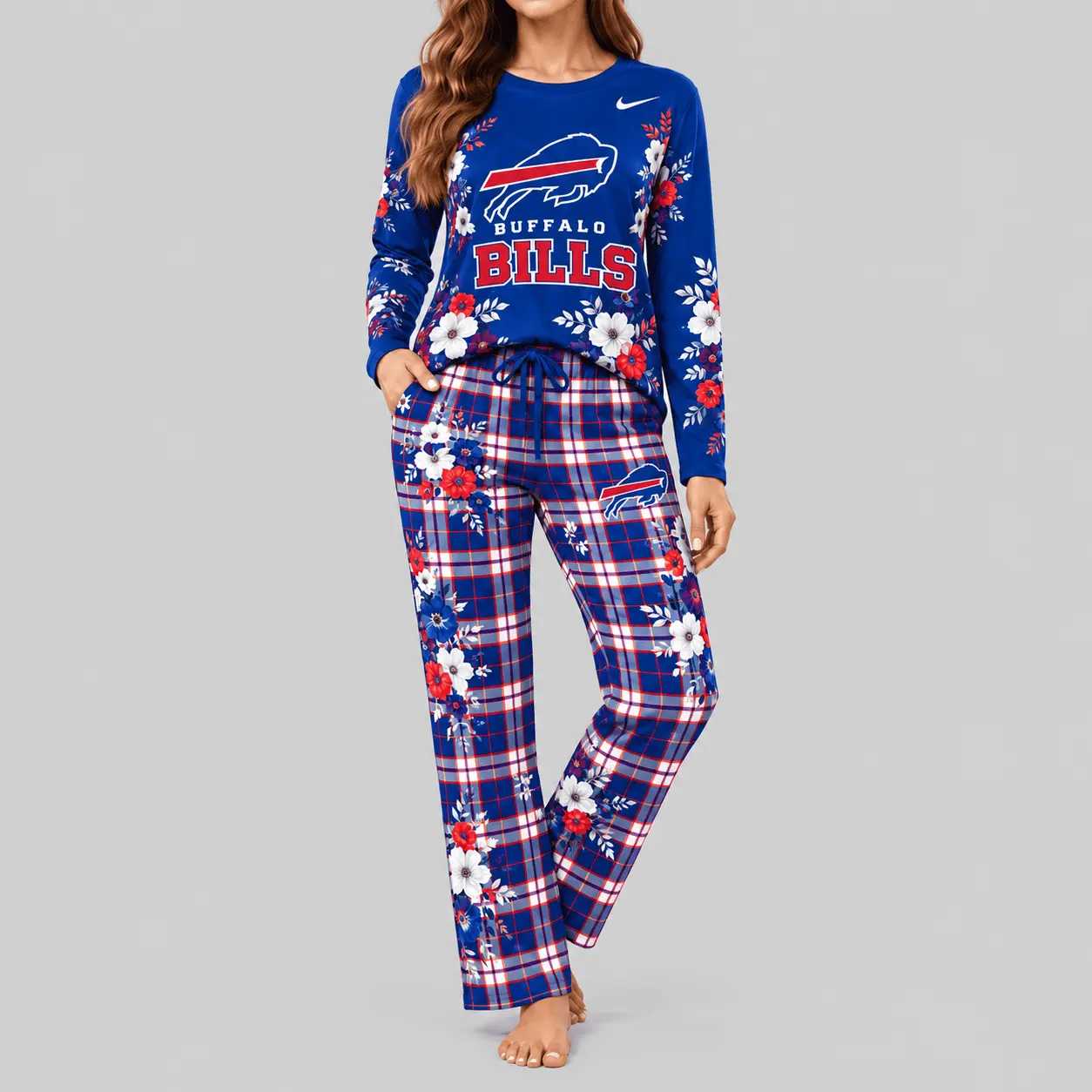 Buffalo Bills | NFL Floral Plaid Pajama Set