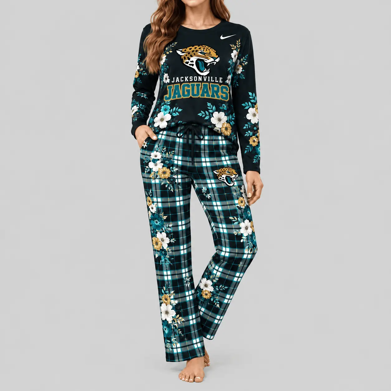 Jacksonville Jaguars | NFL Floral Plaid Pajama Set