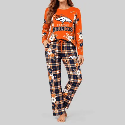 Denver Broncos | NFL Floral Plaid Pajama Set