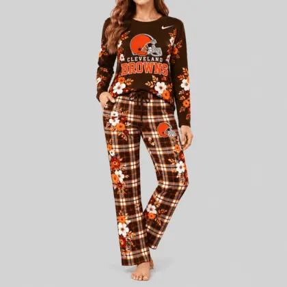 Cleveland Browns | NFL Floral Plaid Pajama Set