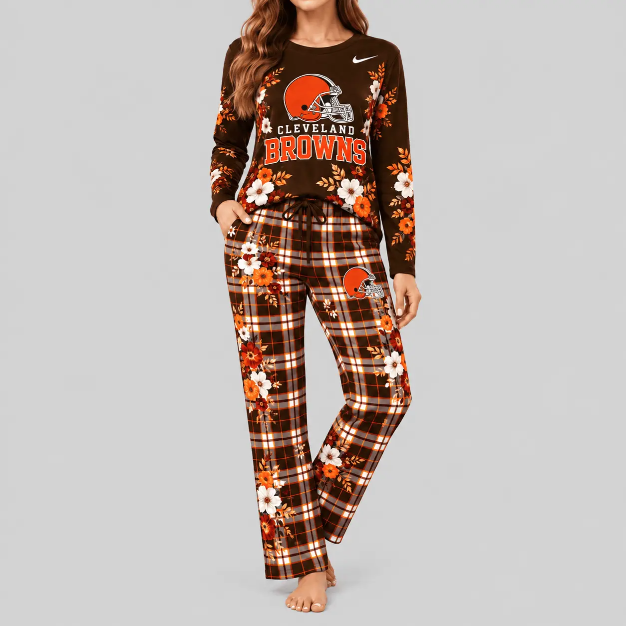Cleveland Browns | NFL Floral Plaid Pajama Set