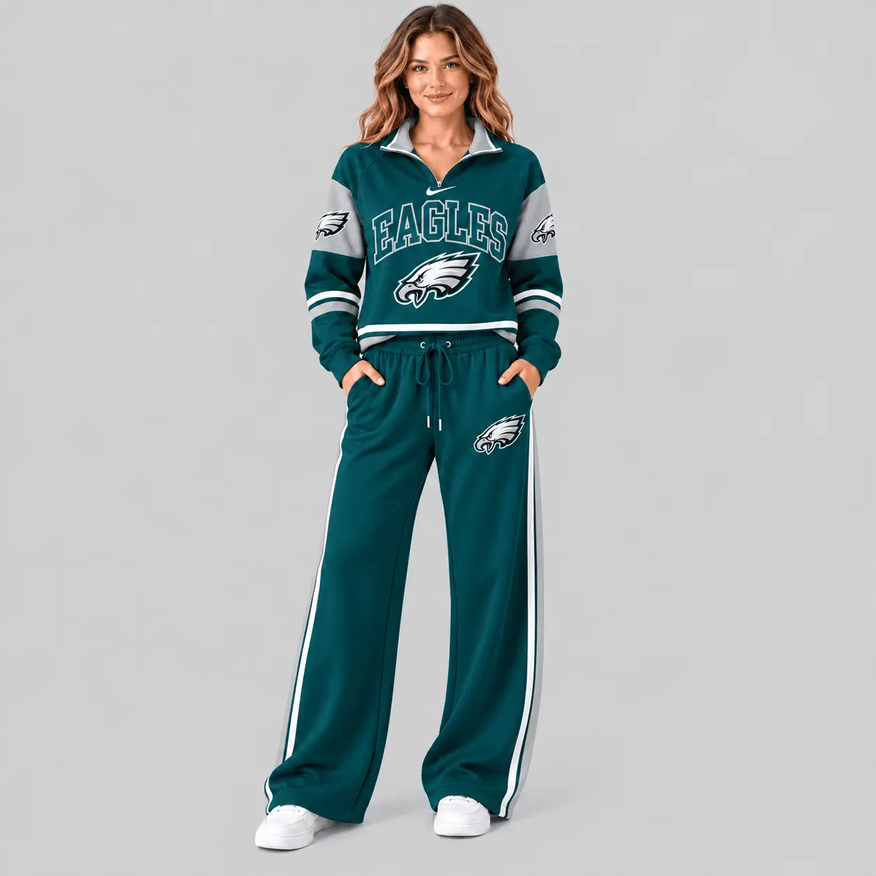Philadelphia Eagles | NFL Quarter Zip Wide Leg Pants Set