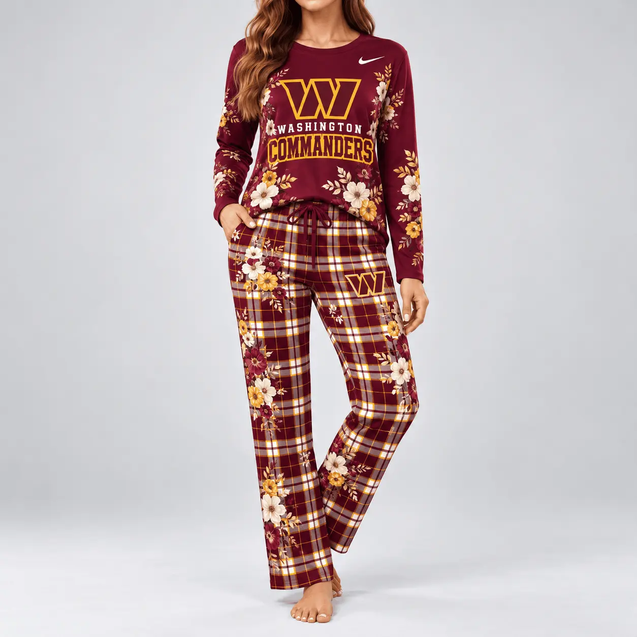 Washington Commanders | NFL Floral Plaid Pajama Set