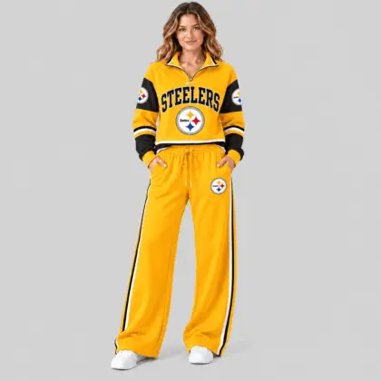Pittsburgh Steelers | NFL Quarter Zip Wide Leg Pants Set