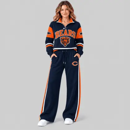 Chicago Bears | NFL Quarter Zip Wide Leg Pants Set
