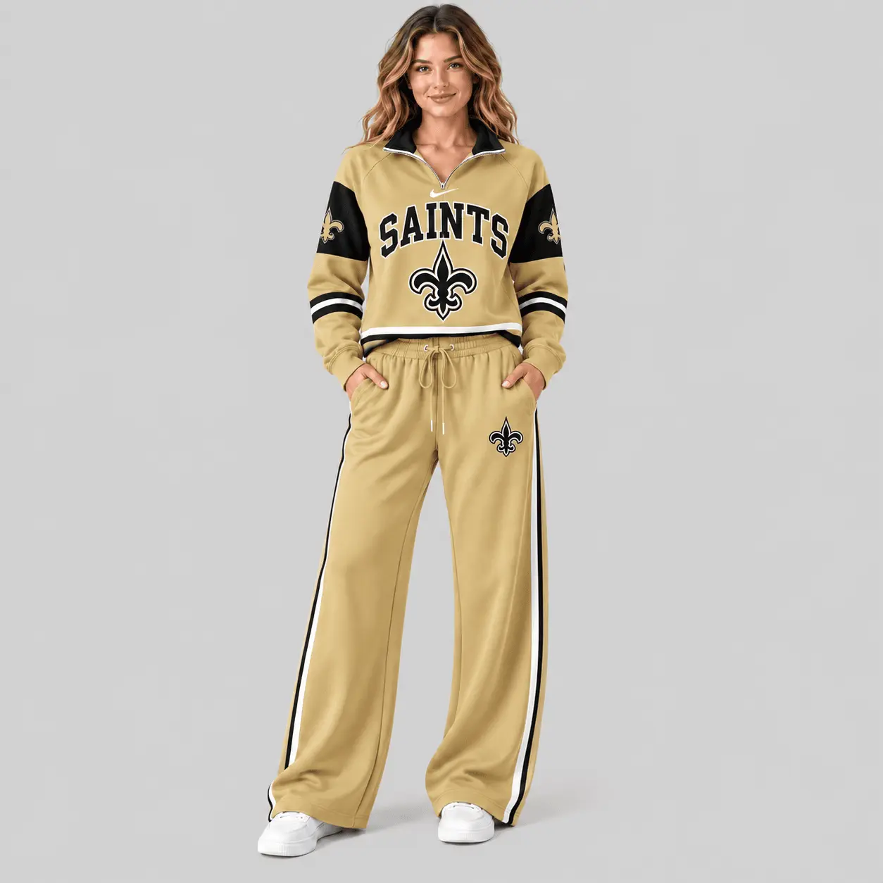 New Orleans Saints | NFL Quarter Zip Wide Leg Pants Set