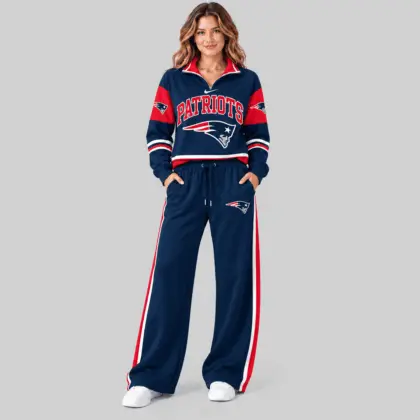 New England Patriots | NFL Quarter Zip Wide Leg Pants Set
