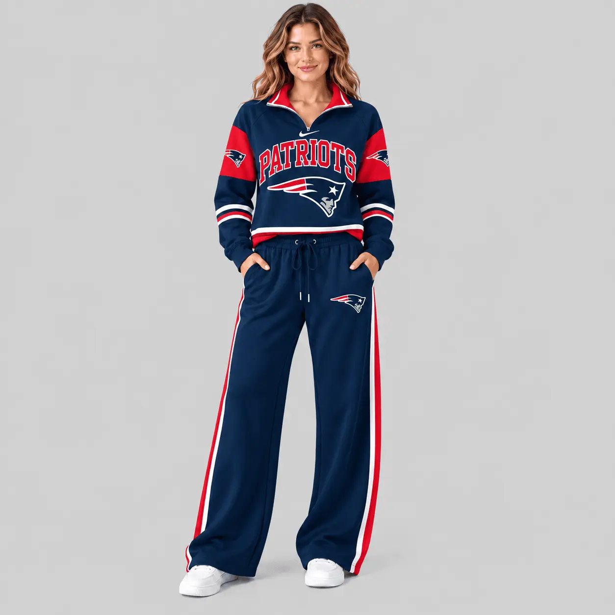 New England Patriots | NFL Quarter Zip Wide Leg Pants Set