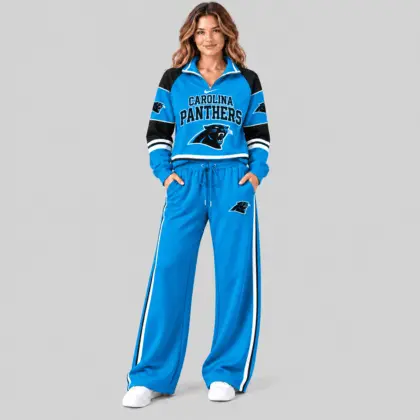 Carolina Panthers | NFL Quarter Zip Wide Leg Pants Set