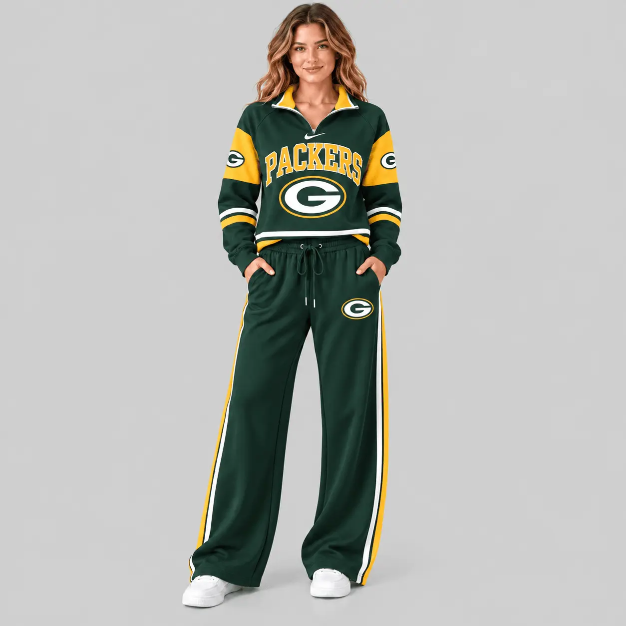Green Bay Packers | NFL Quarter Zip Wide Leg Pants Set