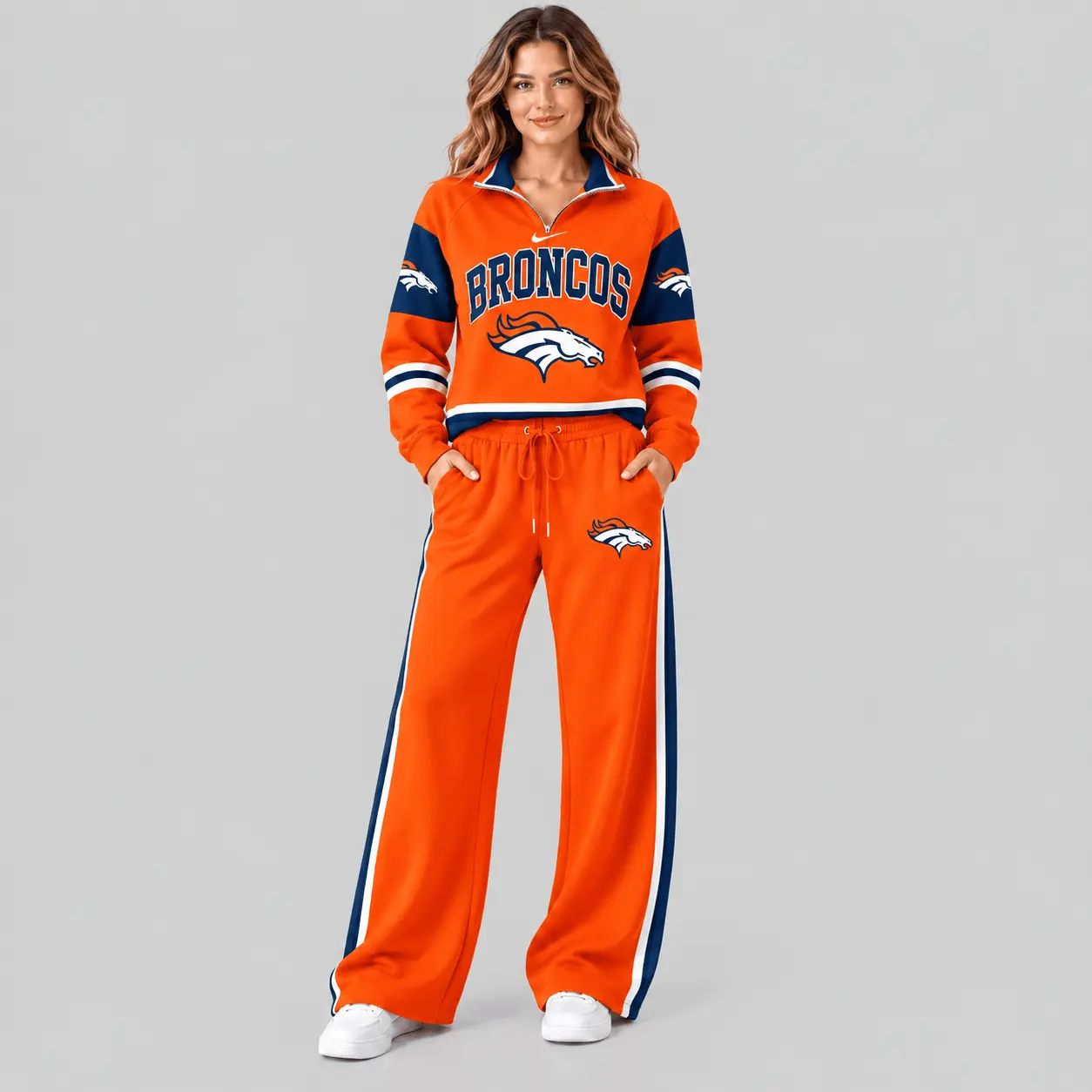 Denver Broncos | NFL Quarter Zip Wide Leg Pants Set
