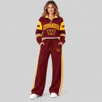 Washington Commanders | NFL Quarter Zip Wide Leg Pants Set
